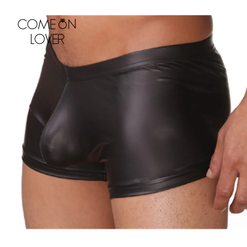 

Comeonlover Leather Mens Underwear Solid Sheath Boxers Gay Black Calzoncillos Hombre Plus Size Panties Man Bielizna Damska MP006