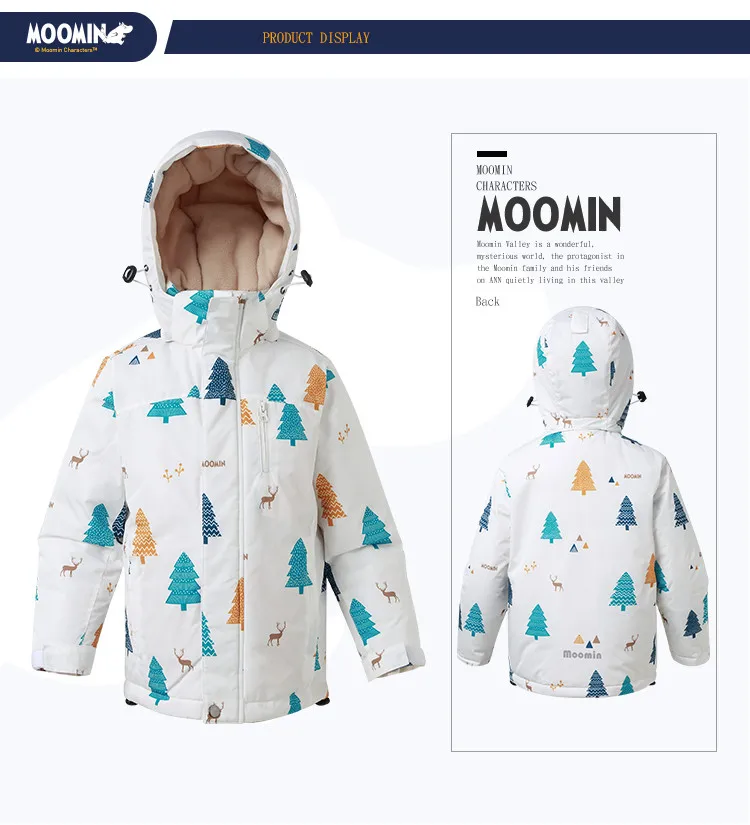 Moomin/Новинка года; зимняя теплая куртка для девочек с хлопковым наполнителем; Водонепроницаемая зимняя куртка из плотной шерстяной ткани; детская куртка с капюшоном