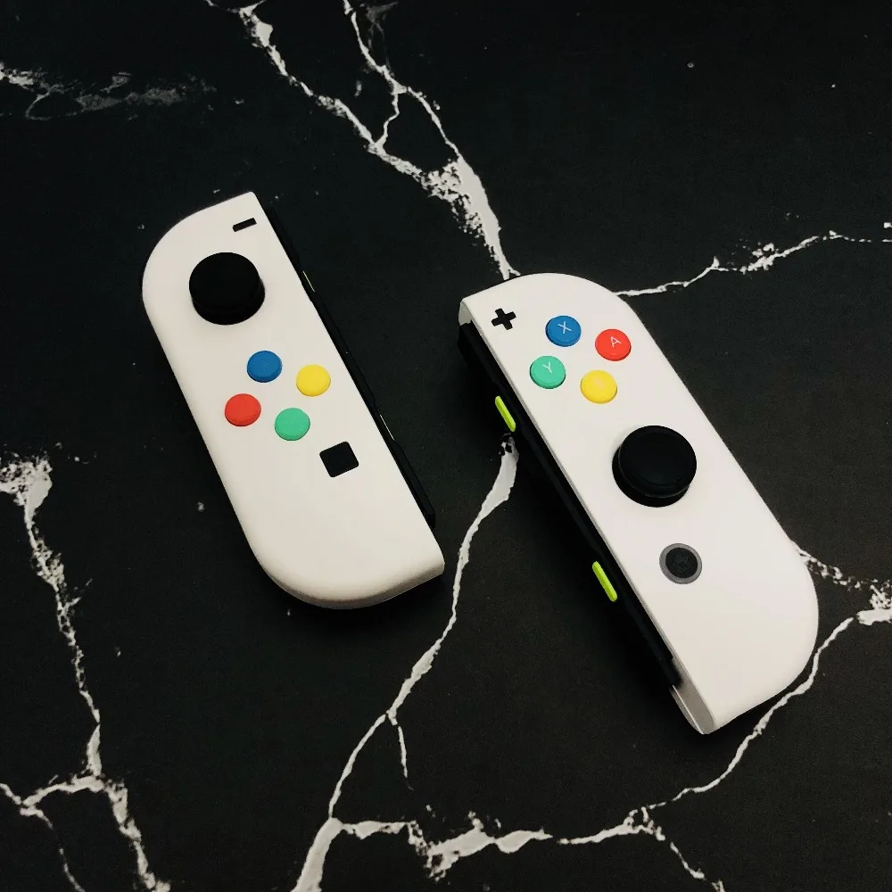 1 пара, новинка, для nintendo Switch, пользовательские Джойстики, белые джойстики Joy Con, NS Switch Joy Con L+ R, джойстик с цветными кнопками ABXY