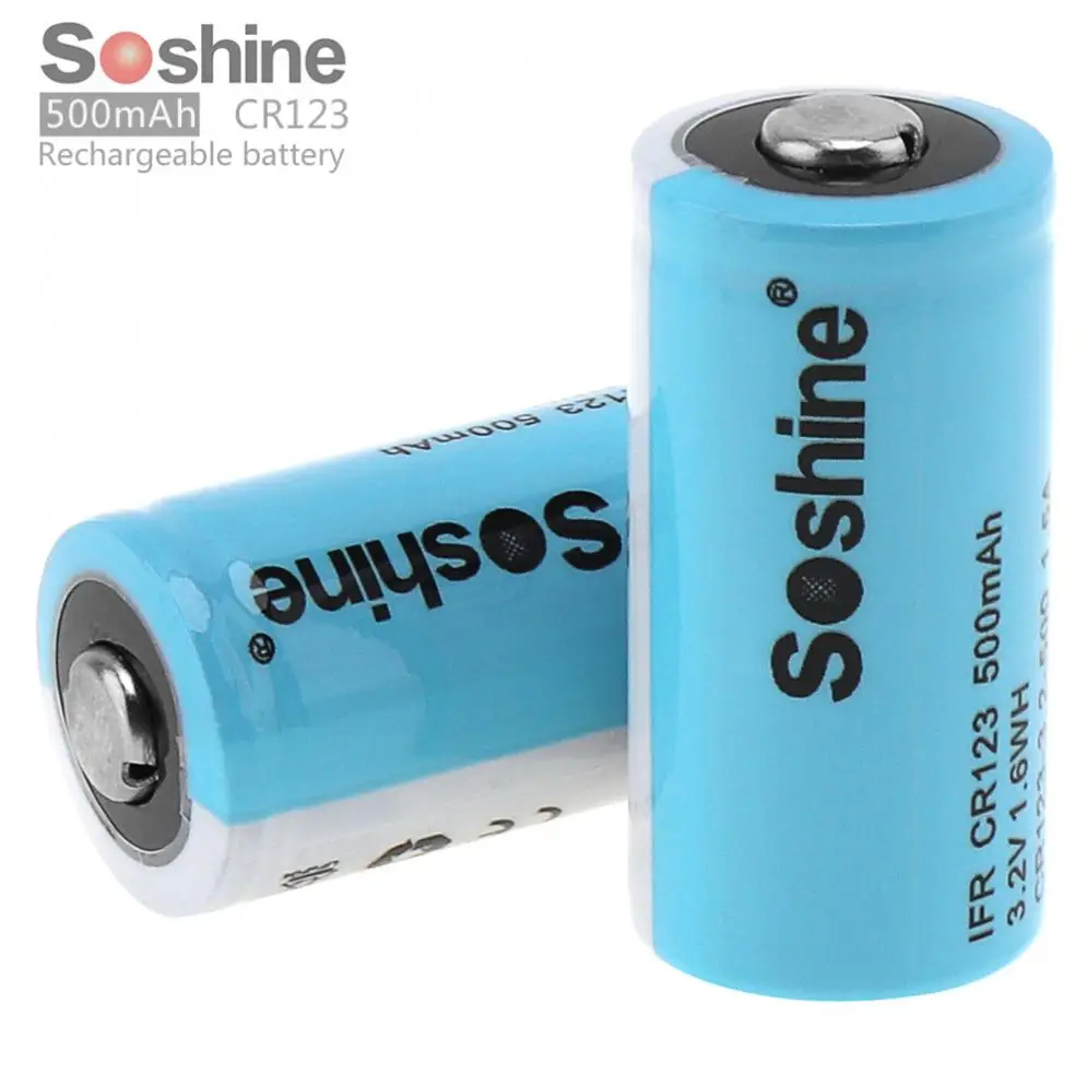 2pcs/4pcs Soshine IFR CR123 CR123A 3.2V 500mAh LiFePO4 Rechargable Battery with Low Self Discharge for Flashlight / Headlamp|rechargeable
