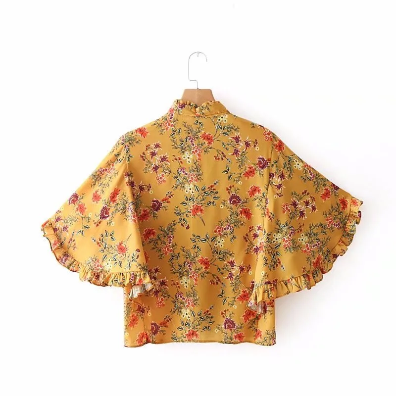 2018 Летние Новые Модные Винтажные свободные с цветочным принтом расклешенными