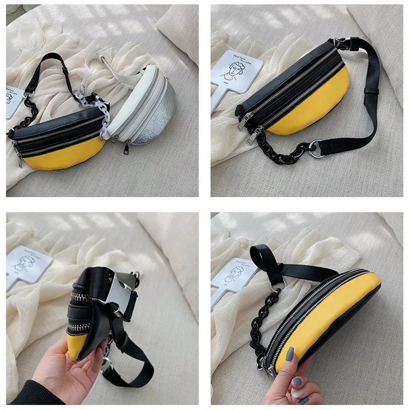 Модные женские поясные сумки Дамская цепочка нагрудная сумка новинка 2020 твердые