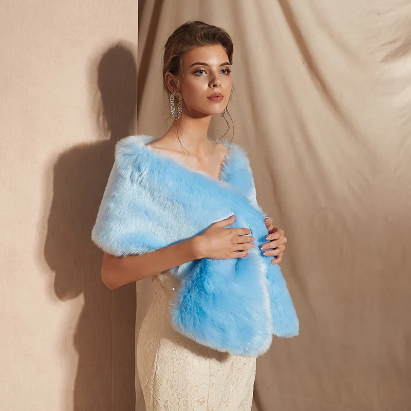JaneVini High Quality Winter Bridal Faux Fur Shawl and Wrap Wedding Cape for Evening Party Coat Cloak Women Accessories | Свадьбы и