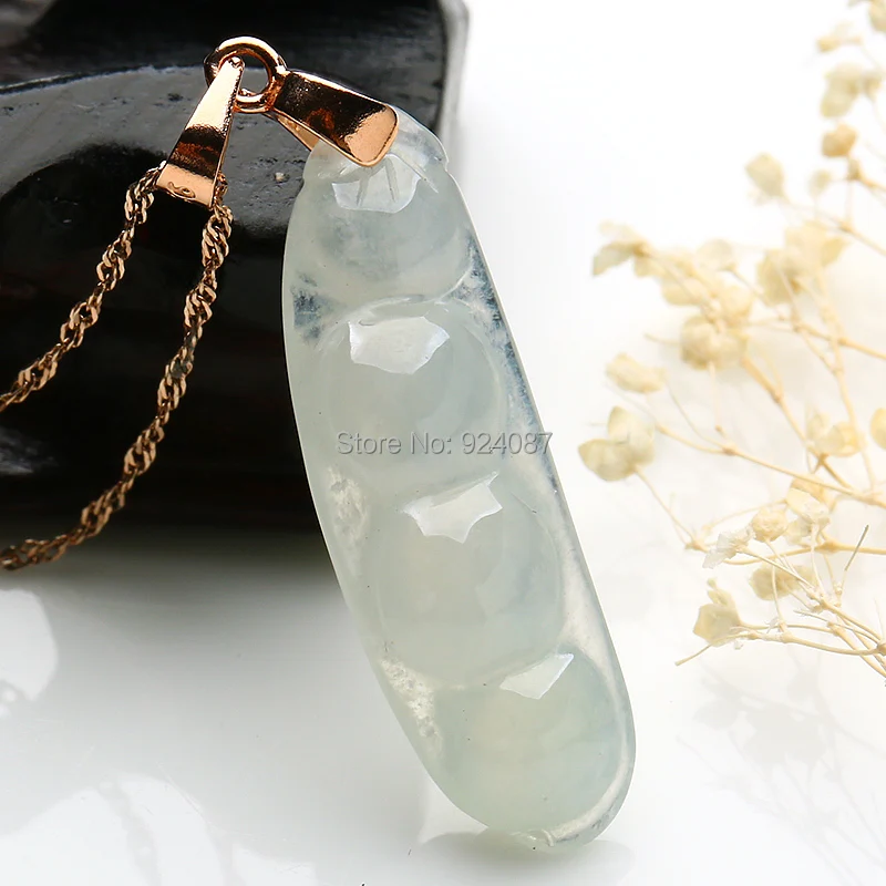 Натуральный домашний подвесной нефритовый кулон в виде зеленых бобов с восковым