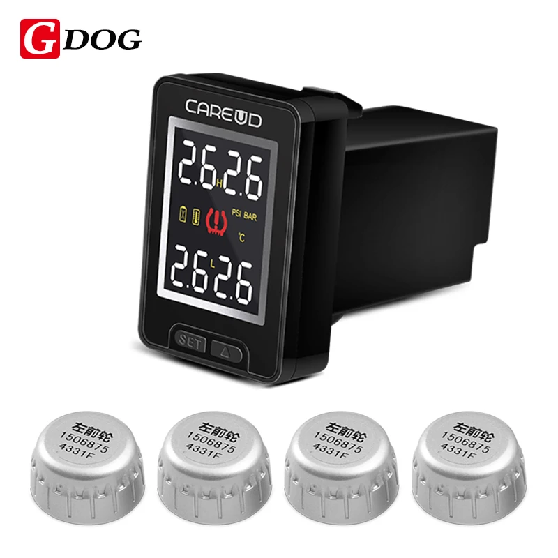 TPMS стиль кнопки Беспроводной сигнализации давления с 4 Внешний датчик контроля