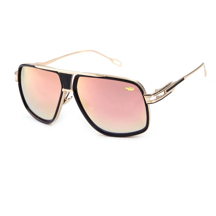 Gold Pink Мужские и женские солнцезащитные очки, новейшие винтажные очки с большой оправой, Летний стиль, фирменный дизайн, мужские солнцезащитные очки Oculos De Sol lunette de 1722 - Цвет линз: Gold Pink