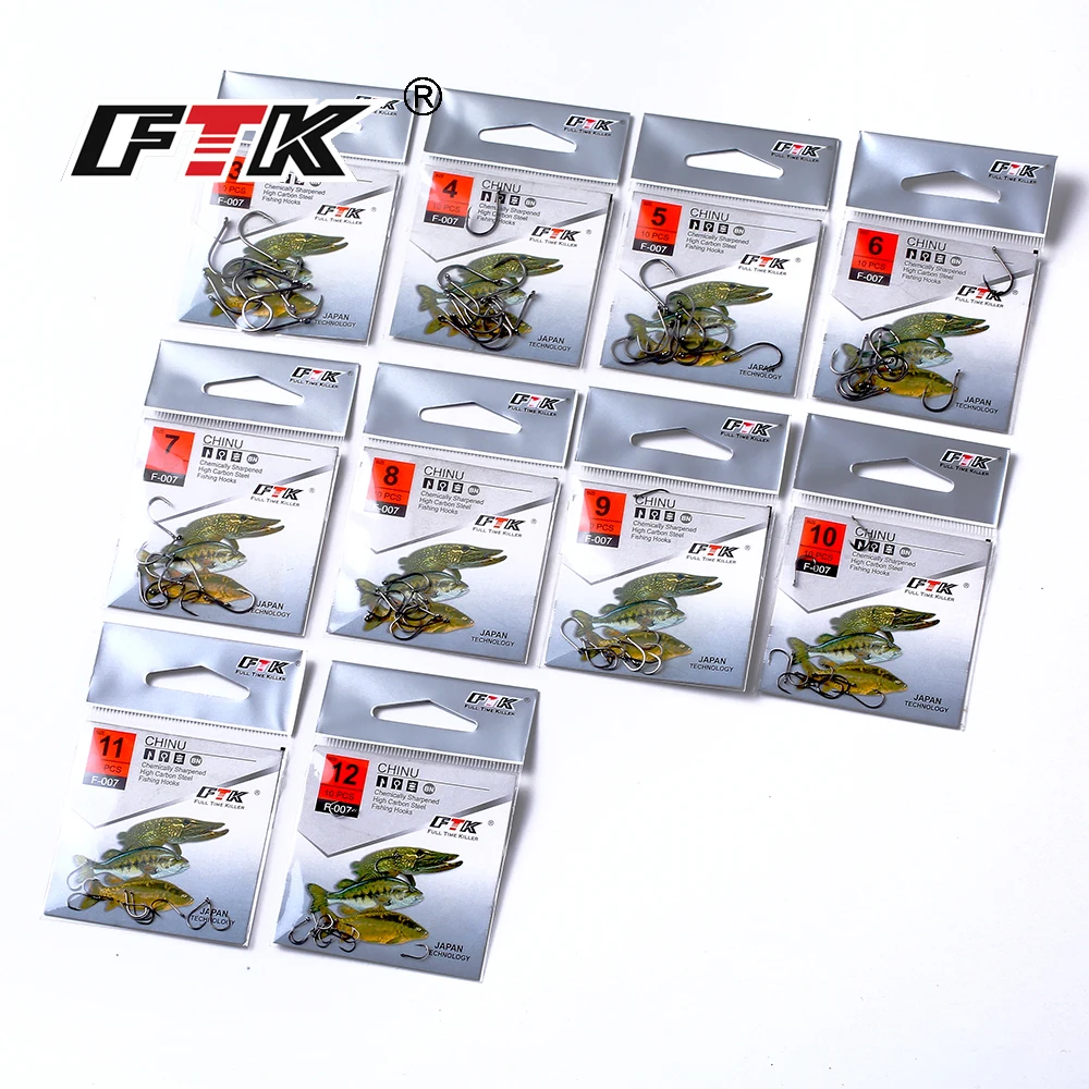 Крючки FTK размер 3 #-Размер 12 # рыболовные крючки из высокоуглеродистой стали для