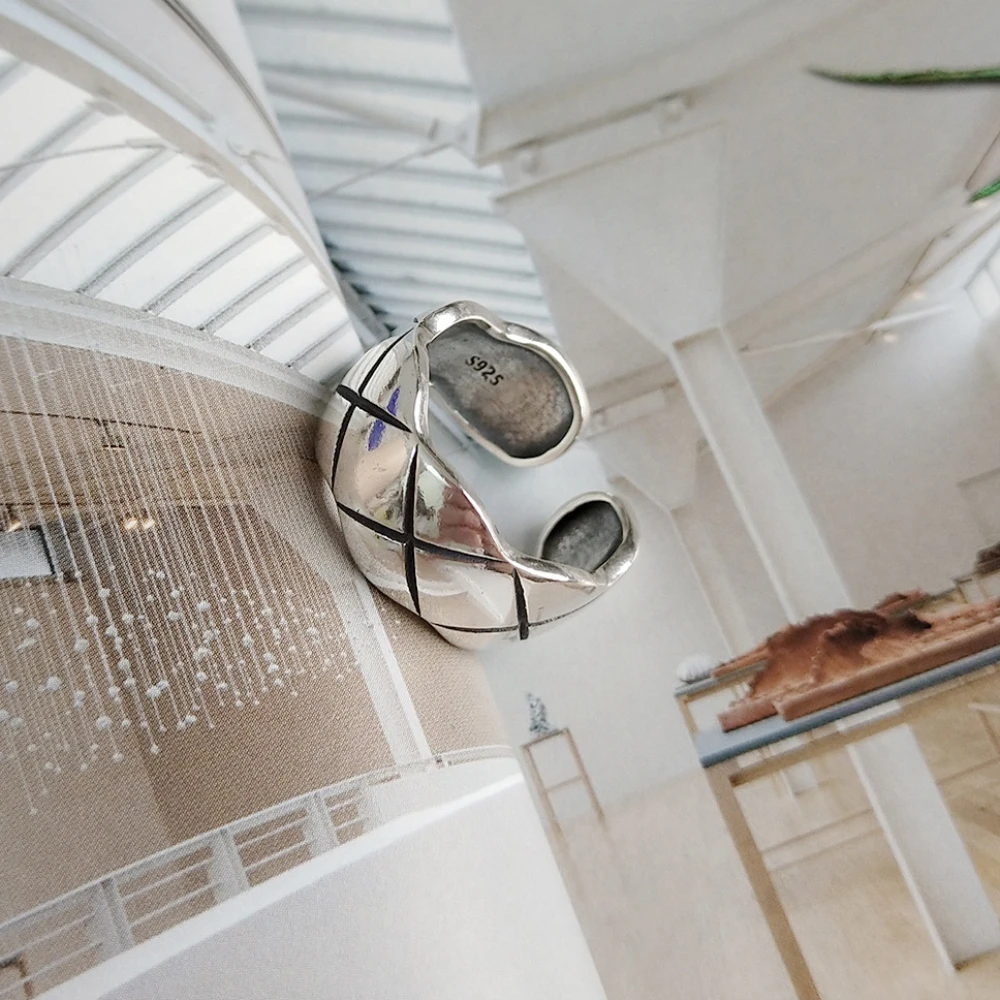 LEVEN необычное винтажное стандартное серебряное кольцо с X образным дизайном для