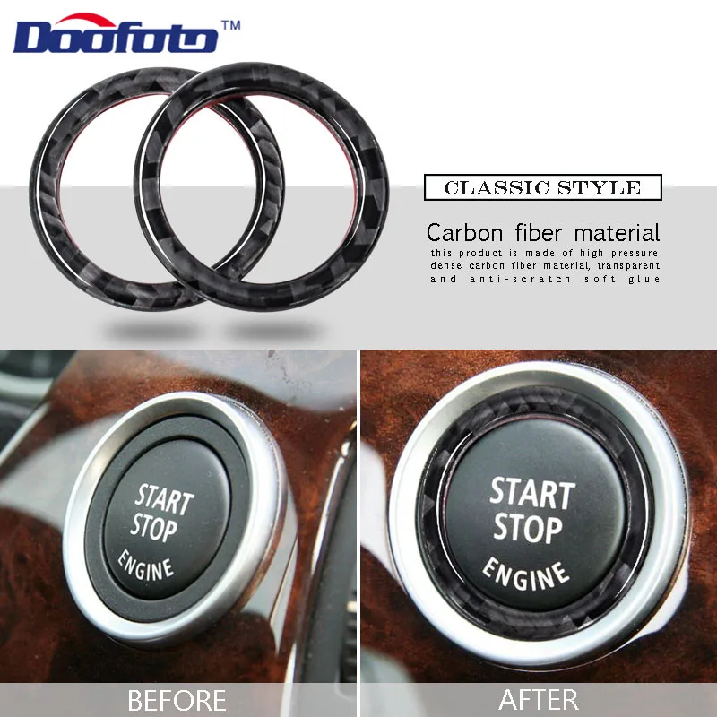 Doofoto For BMW E87 E90 E92 E93 1 3 5 Series Car Engine Start Stop Ring Carbon Fiber M Sport Accessories Button | Автомобили и