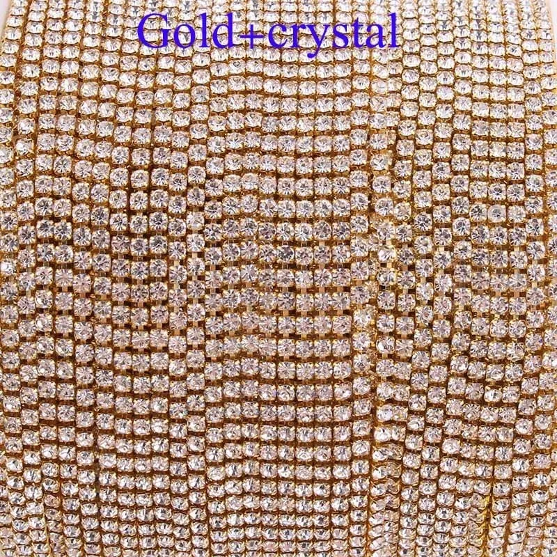 Taidian SS8 SS6Silver металлические стразы цепочка для чашки кристалл AB Стразы окантовка в рулонах 10 ярдов/партия - Цвет: MS1001 gold