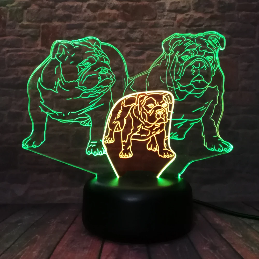 Новинка 3D милая мопса щенок смешанный Ночной светильник 7 цветов