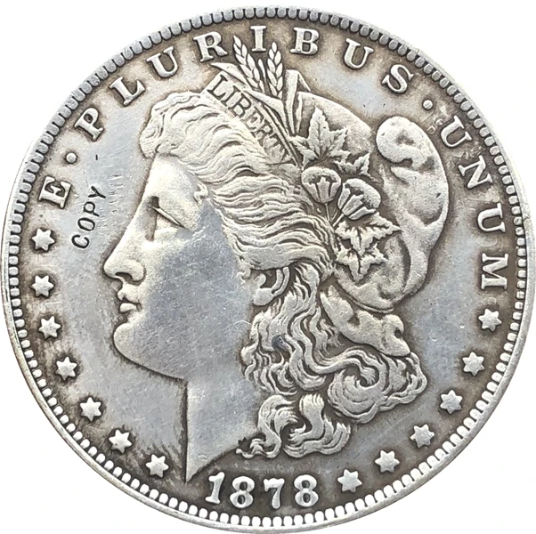 Оптовая продажа монет с покрытием Morgan1878 модель копия Серебряной Монеты 90%