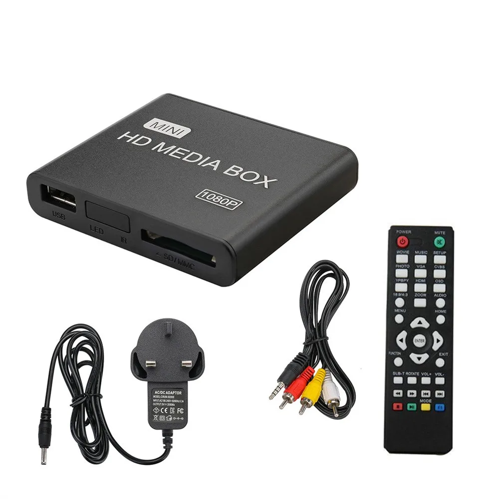 Мини HD 1080P медиаплеер коробка USB Медиа коробка с HDMI AV MMC MKV AVI MOV MP4 N.23