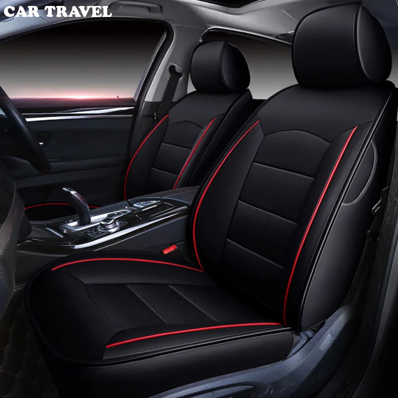 black red Автомобильный Дорожный чехол из натуральной кожи для сиденья автомобиля Honda Accord Crosstour FitSaloon подходит для Civic автомобилей чехол на сиденье автомобиля сиденья - Название цвета: black red