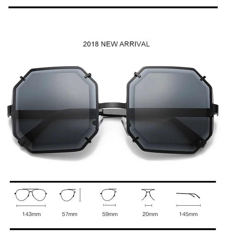 New Trend Polygon Rimless Sunglasses Women Fashion Oversized Square Mirror Eyewear Sun Glasses Female Lunette De Soleil Femme | Аксессуары