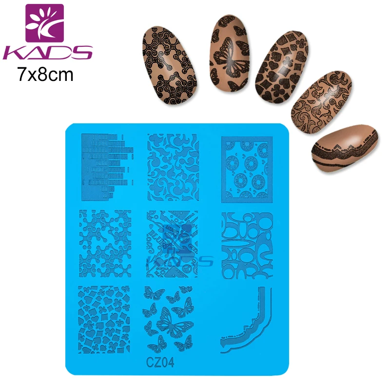 KADS Наклейки Бабочки Штамп Ногтей Штамповка Плиты Шаблона Шаблоны Маникюр