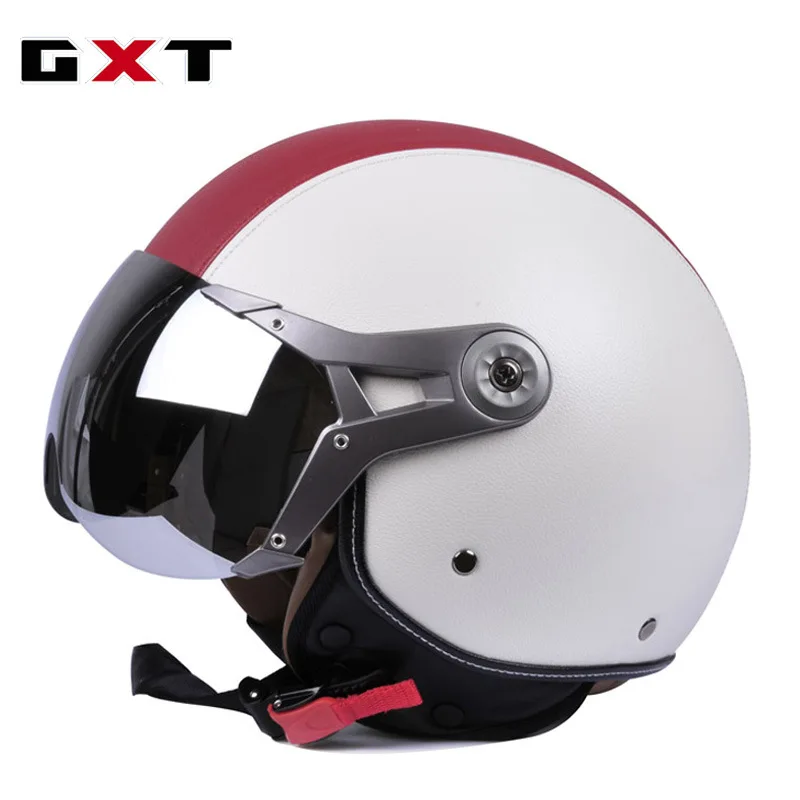 Motorcycle Helmets Half Face Synthetic Helmet Retro Motocross Helmets With Adjustable Goggles Moto Capacete Casque Scooter