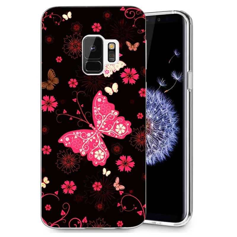 Чехол с узором для Samsung Galaxy S9 S8 Plus J5 J7 S7 edge Note 8 J720 A3 A5 2017 2016 Флора Мягкий Силиконовый