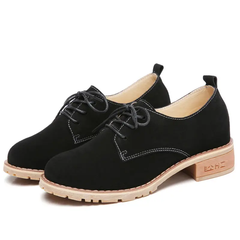 

MIUBU Autumn Women Classic Oxford Shoes Flats Shoes Women Leather Suede Lace Up Boat Shoes Flats Moccasins Lady Casual Shoes