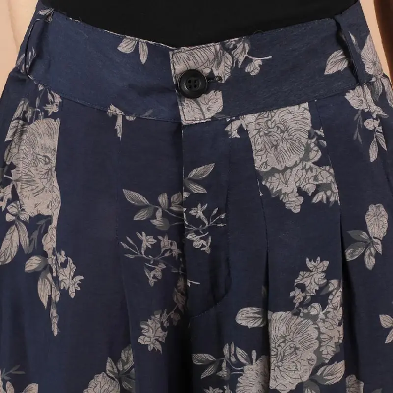 

new 2016 femal loose pants fashion Women's Wide Leg Pants plus size 4 XLFlower print Pants AE1320