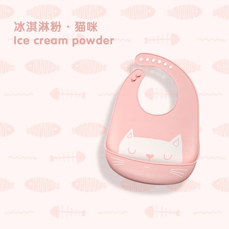 pink cat Нагрудники водонепроницаемые детские силиконовые нагрудники слюнявчик Для Малышей Регулируемый передник для кормления цветной платок-Слюнявчик - Цвет: pink cat