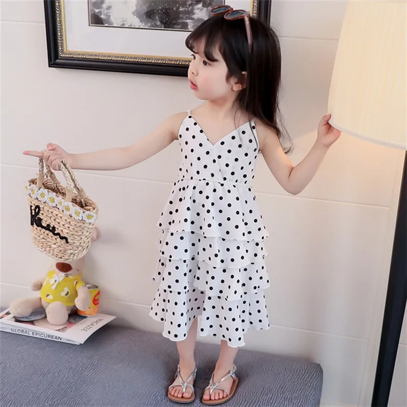 Raisevern New Summer Teen Girls Clothing Outfits Cotton Short Dot Dress Set Casual School Children Clothes Kids | Детская одежда и