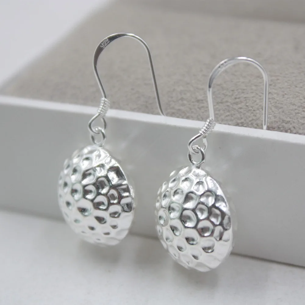Elegant Sterling S925 Silver Earrings Carved Round For Women Ladies Girl 30*15mm Dangle Hook 2018 Hot | Украшения и аксессуары