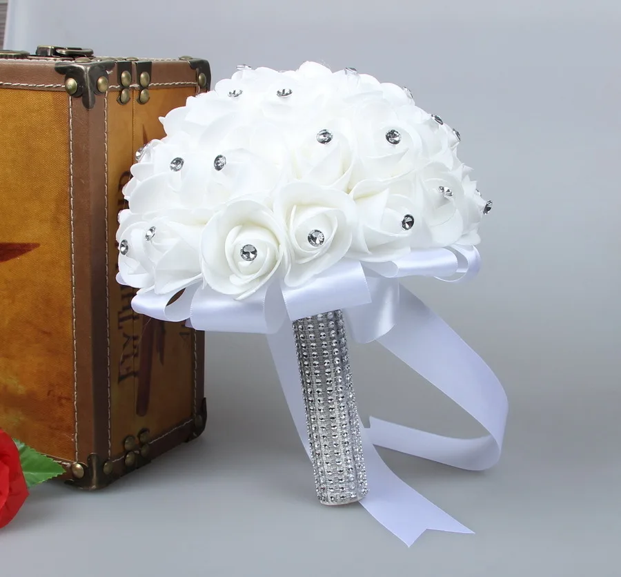 2018 красивые Белый Кот Люкс для невесты цветок Букеты Свадебные искусственный