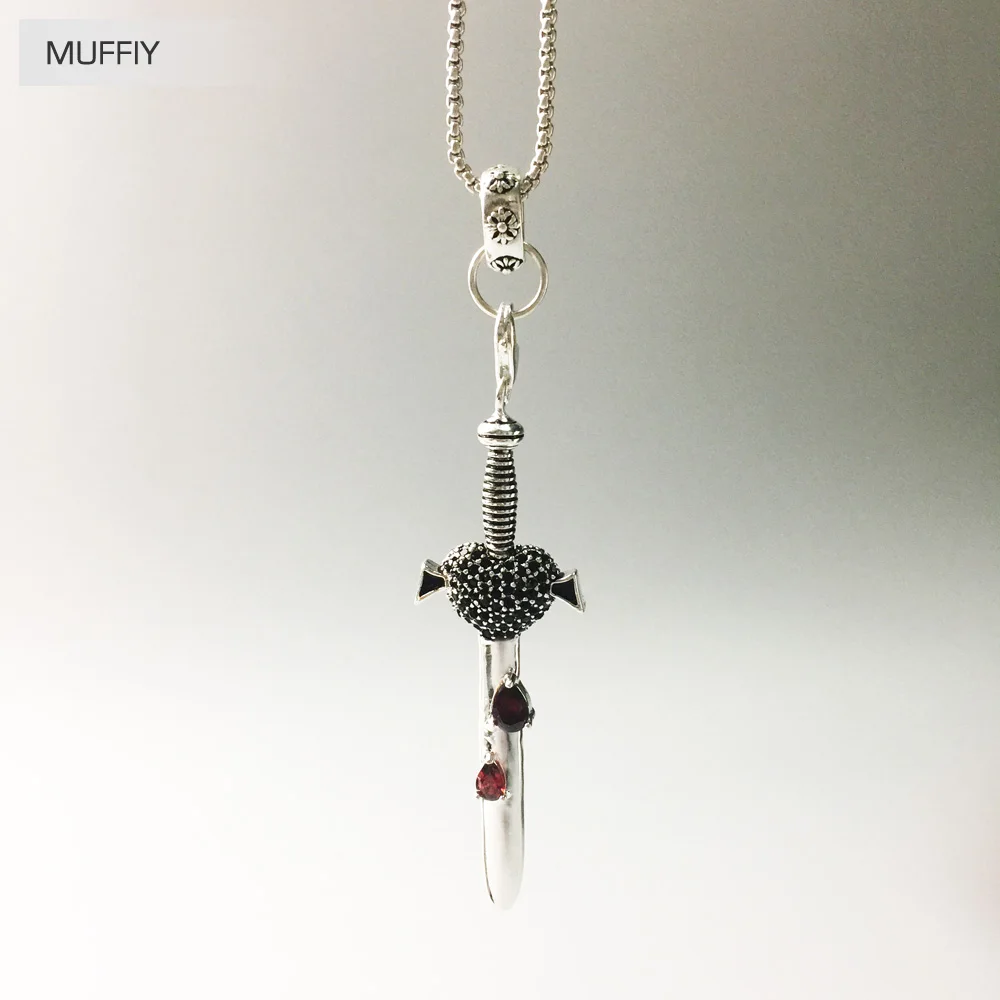 Кулон в виде черного любовного меча модные блестящие ювелирные украшения для