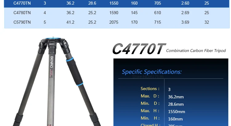 Benro C4770TN штатив Комбинации Углеродные волоконные штативы с 100 мм BA100 чаша 3 секции макс. нагрузка 25 кг DHL