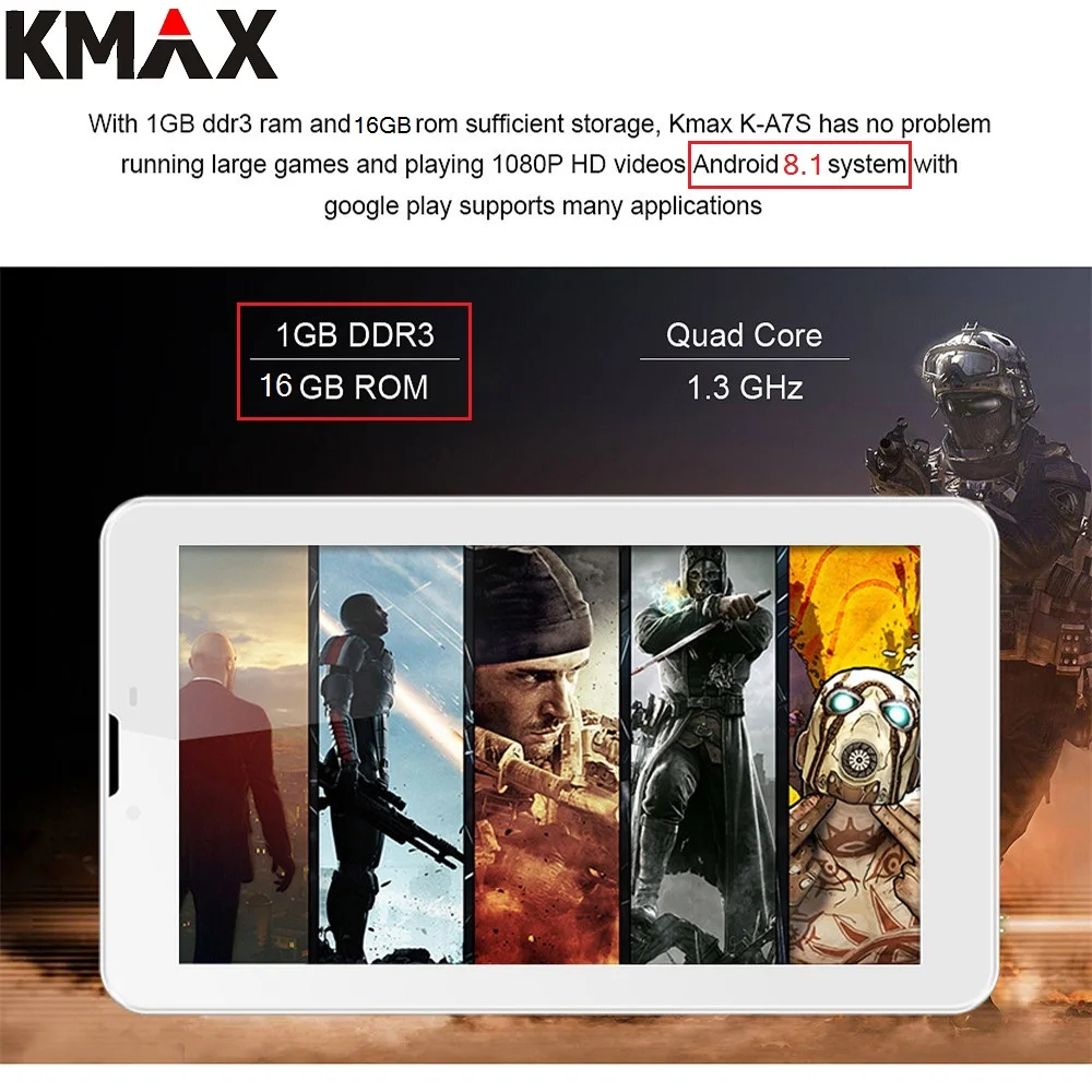 KMAX 7 дюймов 3G Телефонный звонок Android 8 1 планшетный ПК sim карта HD LCD четырехъядерный