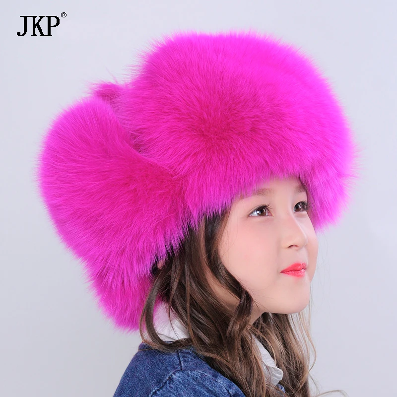 Русская меховая шапка зимняя из натурального Лисьего меха для мальчиков и