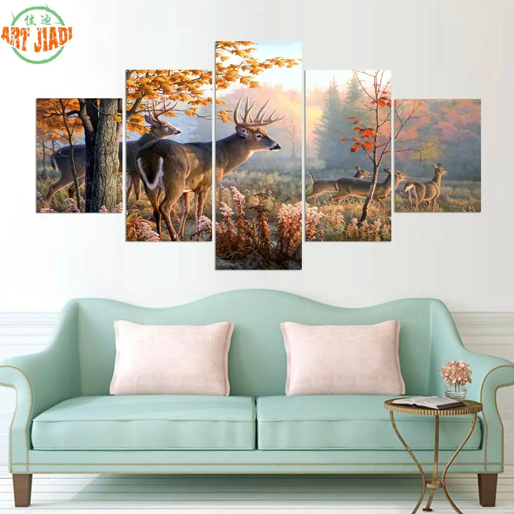 New 4-5 Piece canvas art Home Decoracion for home Beautiful Deers Wall Pictures For Living Room Printed Canvas PaintingC-218 | Дом и сад