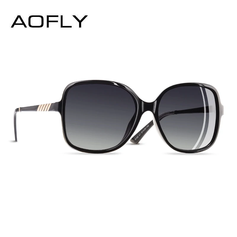 AOFLY, фирменный дизайн, элегантные солнцезащитные очки для женщин, негабаритная оправа, поляризационные женские солнцезащитные очки, UV400, очки, Gafas De Sol A152 - Цвет линз: C1Black