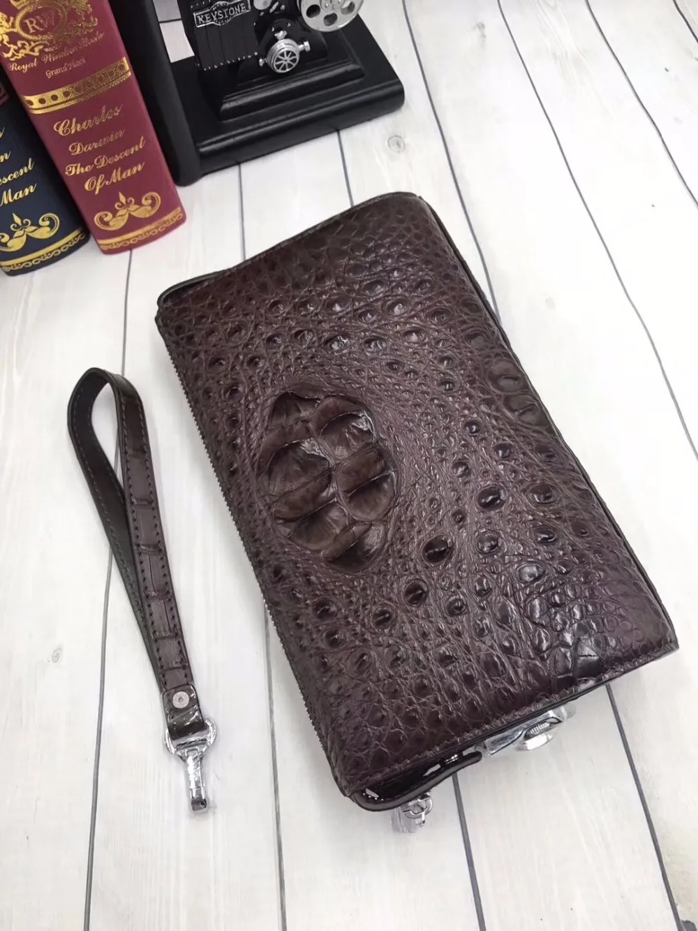 100% натуральная крокодиловая кожа деловой день клатч кошелек для карт аллигатора