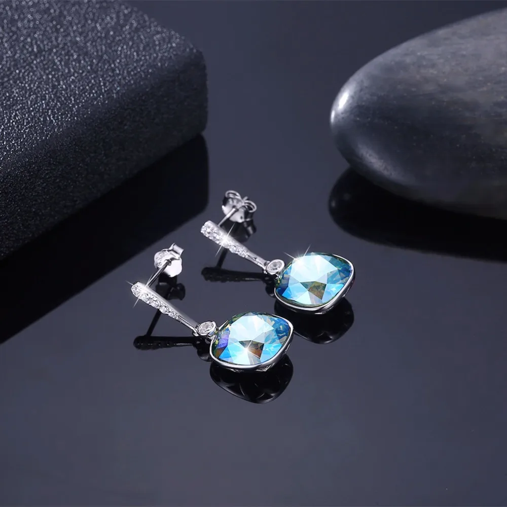 LEKANI роскошные изысканные кристаллы от Swarovski 925 пробы серебряные серьги для женщин Подарки на день Святого Валентина