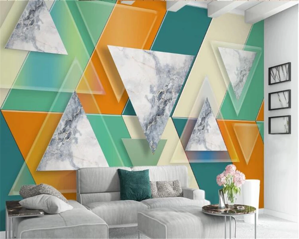 beibehang papel de parede 3d Abstract geometric wallpaper golden lines light luxury background wall for kids room | Обустройство дома