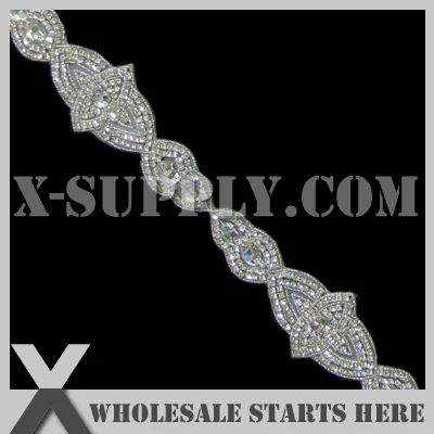 

Free Shipping Crystal Rhinestone Applique Bridal Trimming for Wedding Sash,6.6cm Width,X1-RAT1192