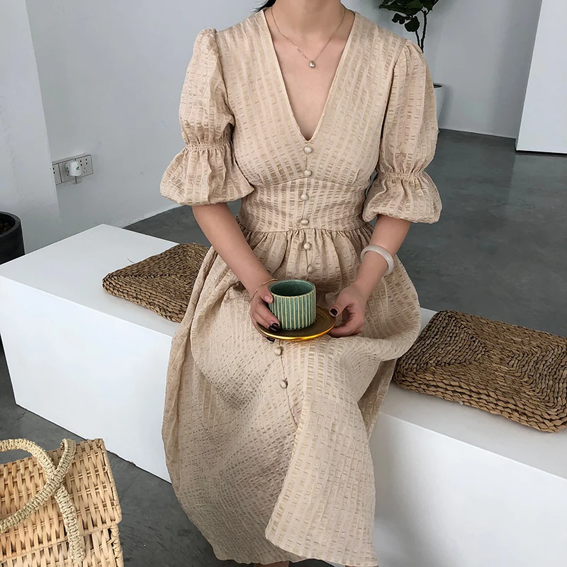 Dream Trend 2018 New Summer Dress High Waist Women Big v-neck Vintage Linen Elegant White Half-sleeve Sun Dresses | Женская одежда