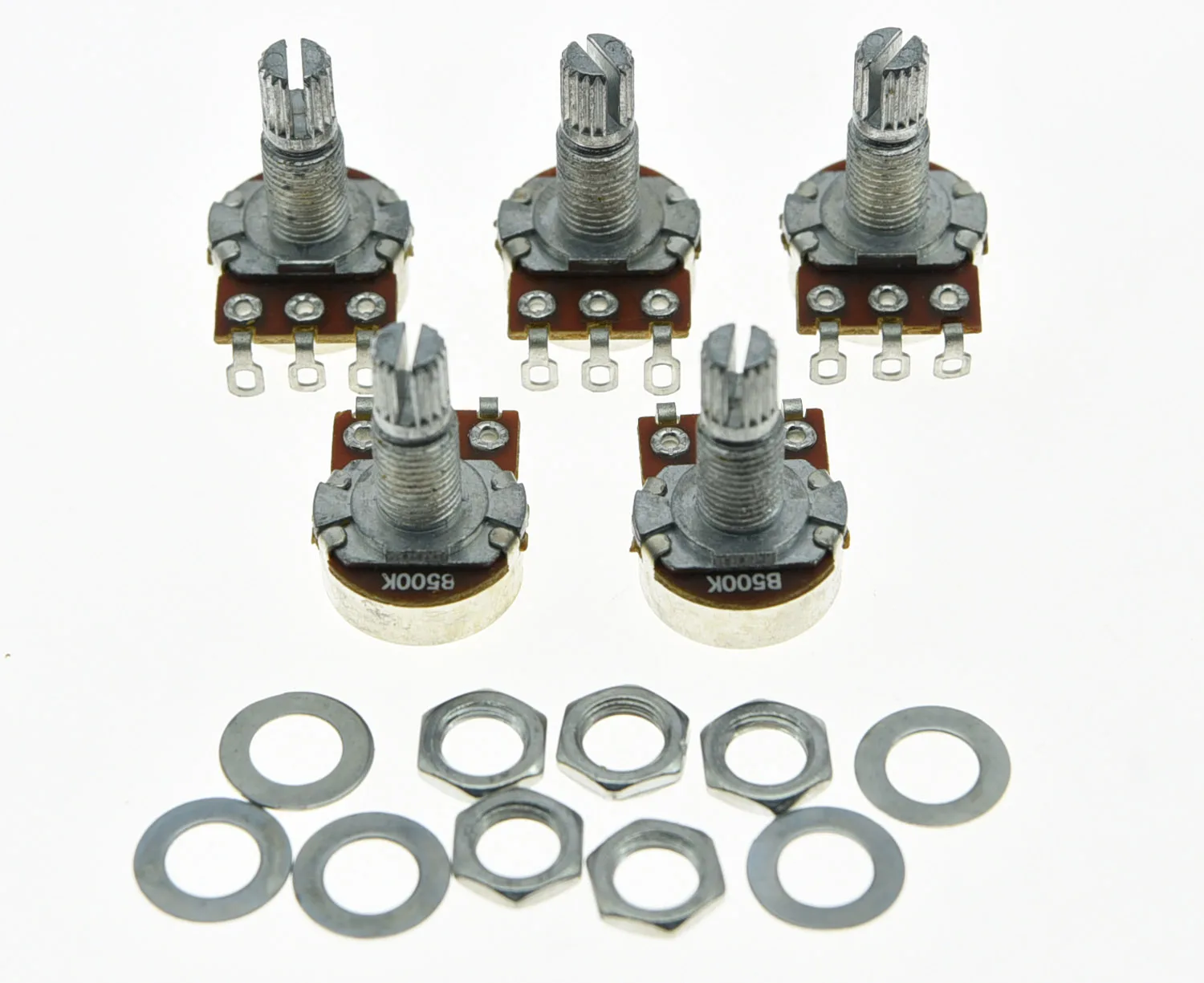 5x B500K Линейные Мини кастрюли для электрогитары с длинным разделенным валом 500K