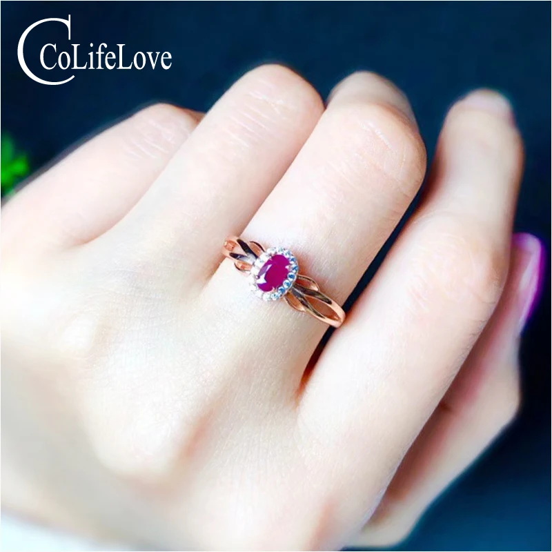 Ювелирные изделия colife 925 Серебряное кольцо с рубином для помолвки 0.4ct натуральное мрубиновое серебряное кольцо Sterlinmg серебро Рубин Ювелирные изделия подарок для девочки