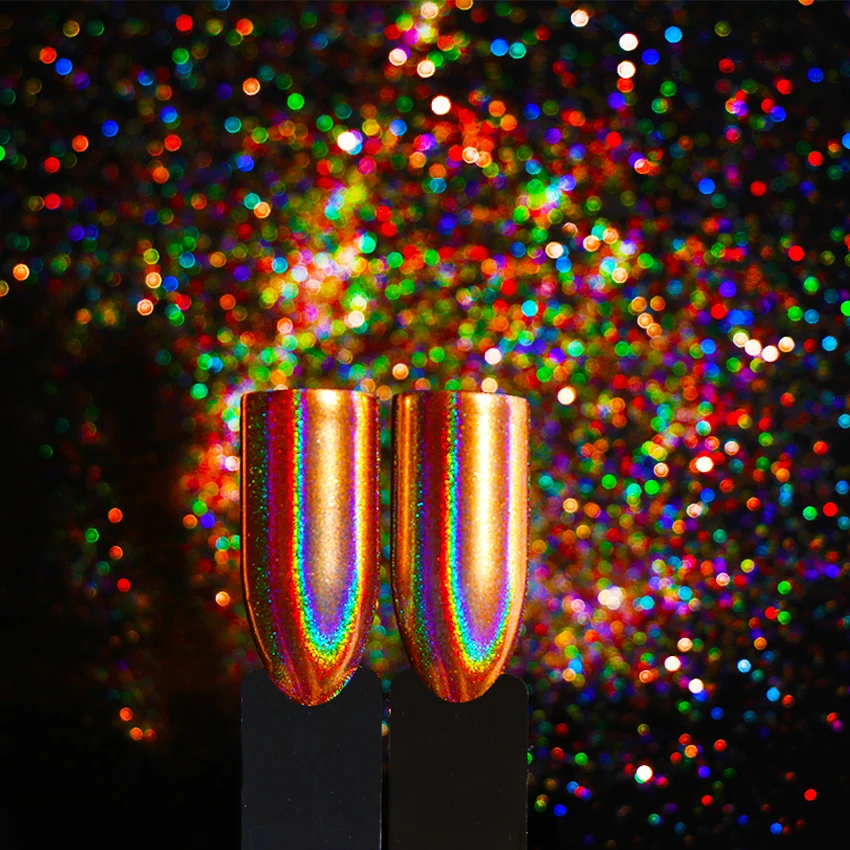 0 2 г шампанское золото голографический блеск для ногтей хлопья зеркало Радуга