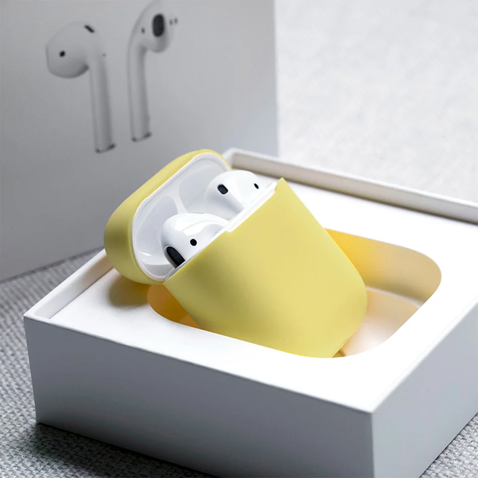 Официальный беспроводной Bluetooth чехол для наушников для Apple Airpods 1 2 Чехол для зарядного устройства для Airpods мягкий силиконовый тонкий Чехол - Цвет: yellow