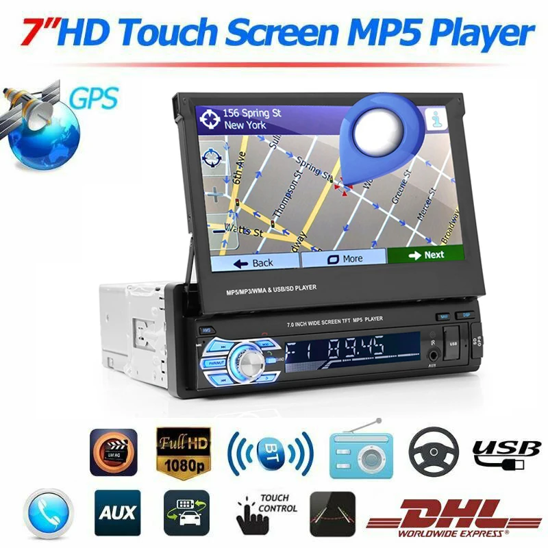 7-дюймовый Телескопический большой экран GPS Bluetooth Автомобильный MP5 плеер DVD FM/MP5