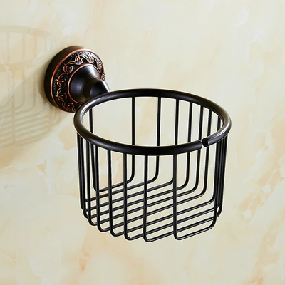 Round Basket only Резные цветы серии черненое медное полотенце Аксессуары для ванны полка полотенце бар держатель бумаги ткань крюк мыльница держатель чашки - Цвет: Round Basket only