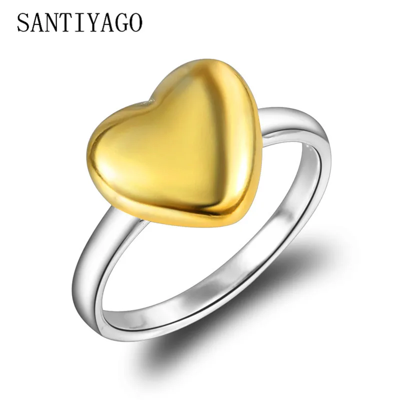 Женское кольцо с сердечком SANSPCR315 золотое/серебряное сердечком|heart ring|fashion rings