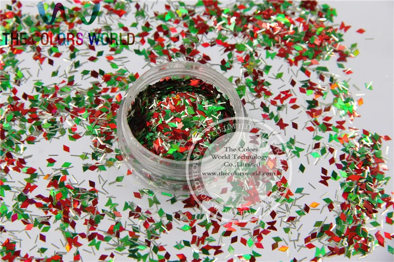 Xmas-9 Смешанная блестящая Рождественская блестящая голографическая блестка цветов и форм для дизайна ногтей или украшения своими руками 1 упаковка = 50 г