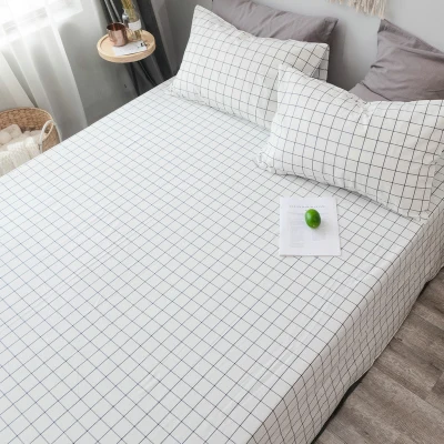plaid p 1 шт., простыня из стираного хлопка, домашняя простыня в клетку/полоску, однотонная, мягкая, двойная/полная/queen/King size - Цвет: plaid p