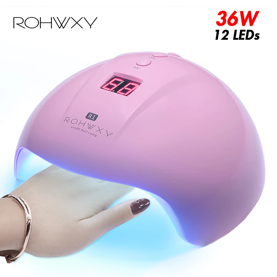 ROHWXY 36 Вт Сушилка для ногтей УФ светодиодный ЖК-дисплей 12 стиральная машина лампа