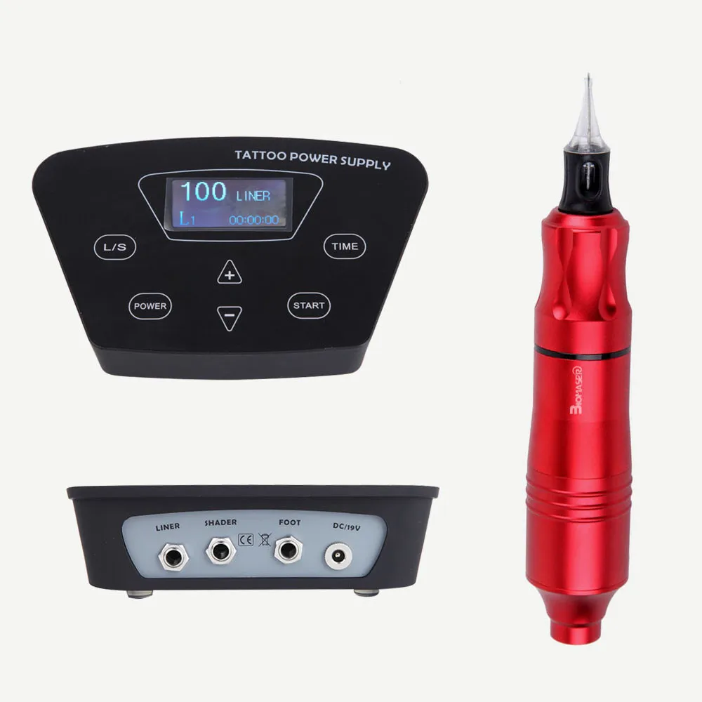 Biomaser K2-CTG-003-RED/SILtattoo машина набор Интеллектуальная цифровая Татуировка Перманентный макияж машина набор устройство швейцарский мотор наборы - Цвет: Красный
